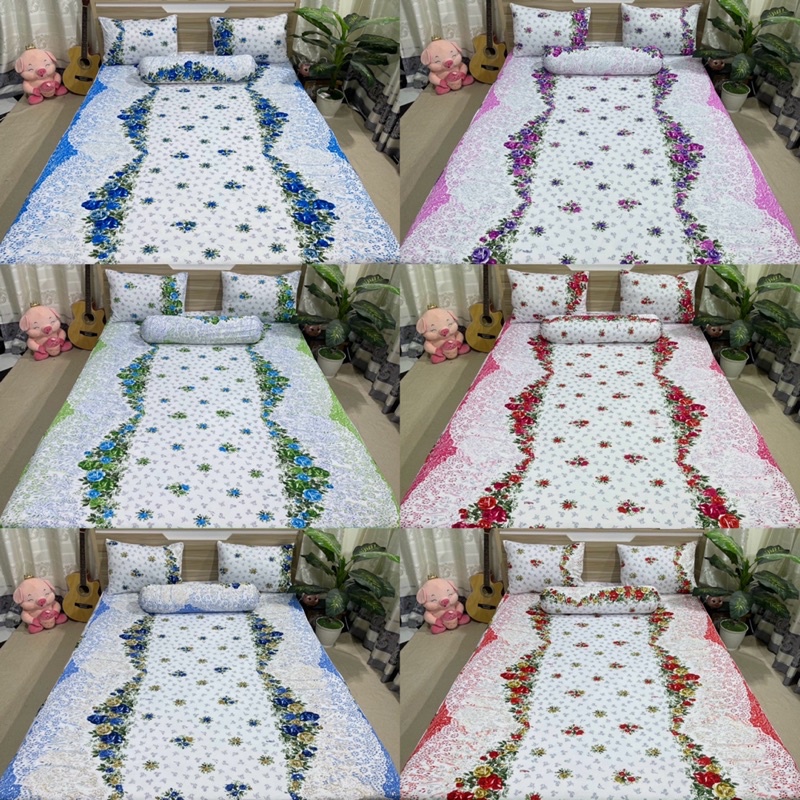 Bộ Drap thun hàn quốc mẫu bông siêu xinh