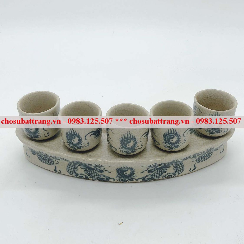 - Kỷ chén men rạn trơn long phụng