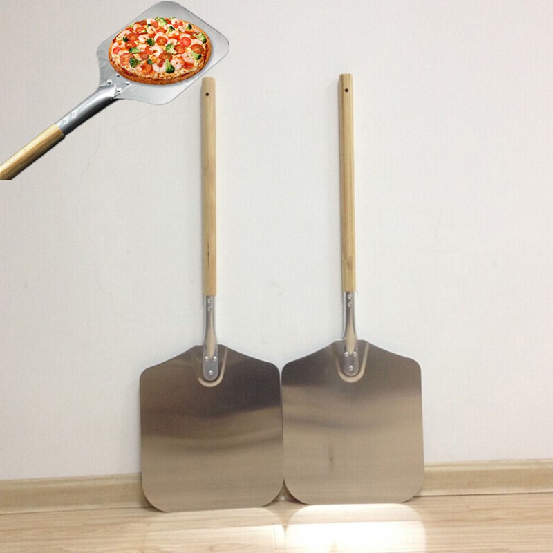 Xẻng xúc bánh pizza vuông 58cm bằng gỗ và nhôm
