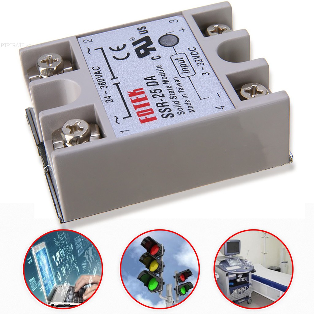 PTPTRATE ★24-380V 25A SSR-25 DA Solid State Relay for PID Temperature Controller Durable