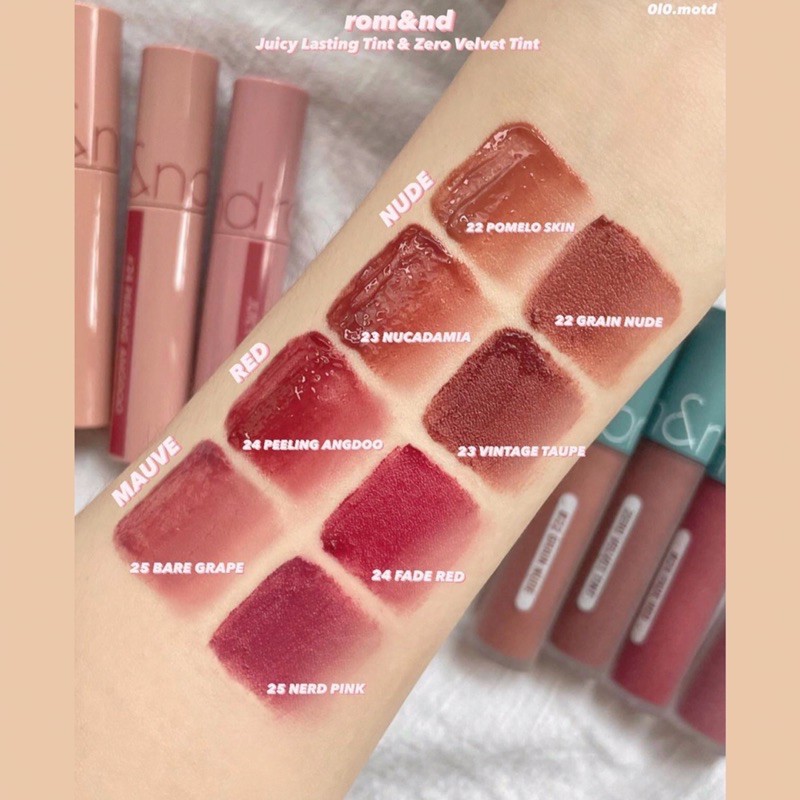 [Màu 22-27] Son tint lì Romand Juicy Lasting Tint Bare/Summer Light Series 2021