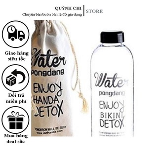 Bình nước Detox cực thời thượng dụng tích khủng 1000ml có túi đựng