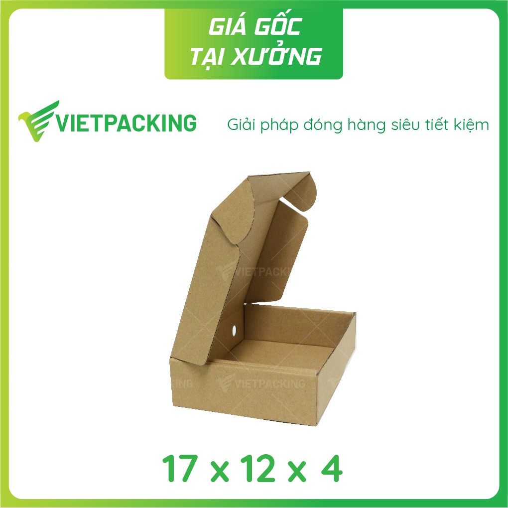 17x12x4 - 50 hộp carton nắp gài đựng dâu 250g có lỗ V260