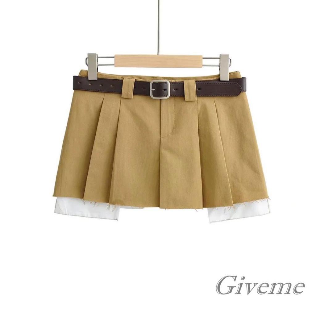 Chân Váy Kaki Chữ A Lưng Thấp Quyến Rũ Cho Nữ