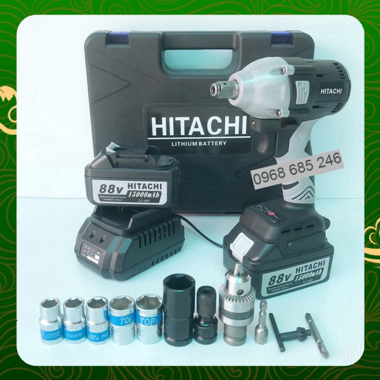 Siết bulong Hitachi 88V không chổi than TẶNG BỘ PHỤ KIỆN VÀ 5 KHẨU TRẮNG _ Nhật Việt official