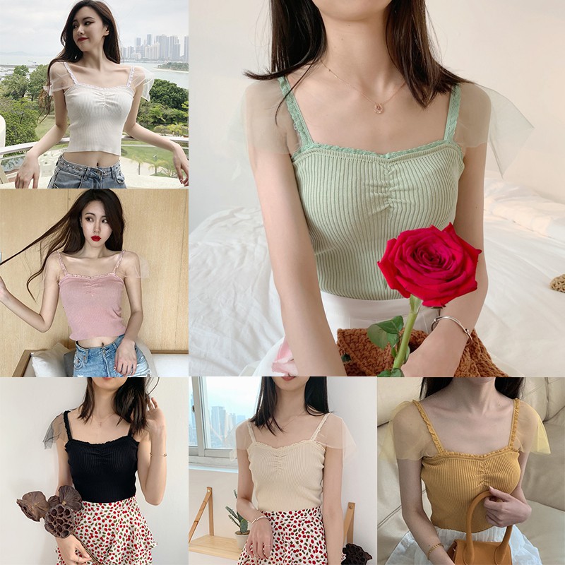 Áo dệt kim sát nách cổ chữ V thiết kế màu trơn thanh lịch