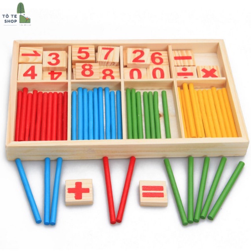 Đồ chơi toán học, hộp số và que tính bằng gỗ, đồ chơi gỗ an toàn cho bé vô tư học tập với các phép tính bằng gỗ