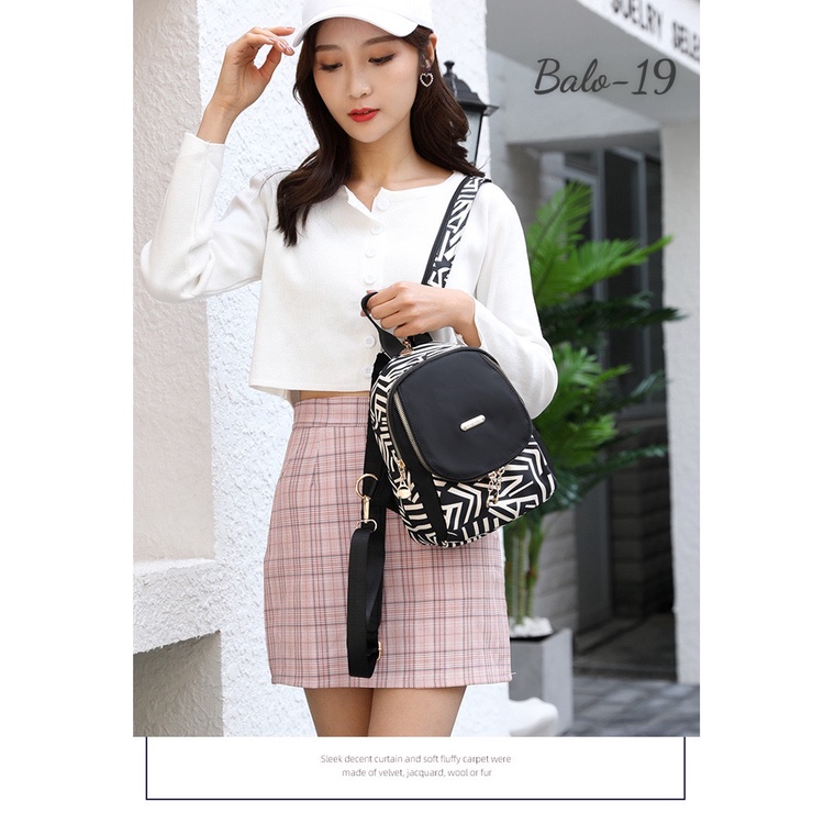 Balo Mini chât dù đẹp họa tiết Sọc Balo-19