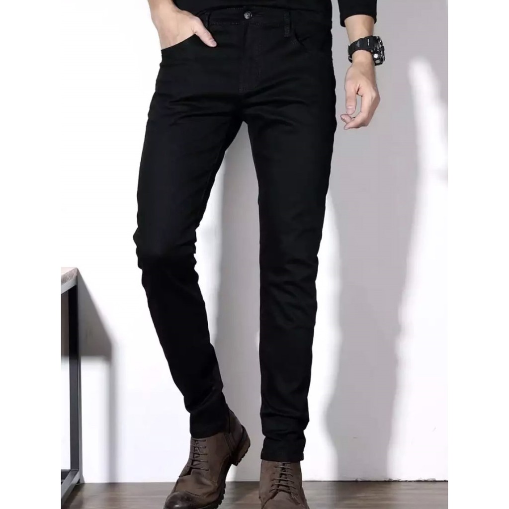 Quần Jean Trơn Nam Đen Quần Bò Nam Ống Côn Co Giãn Cao Cấp