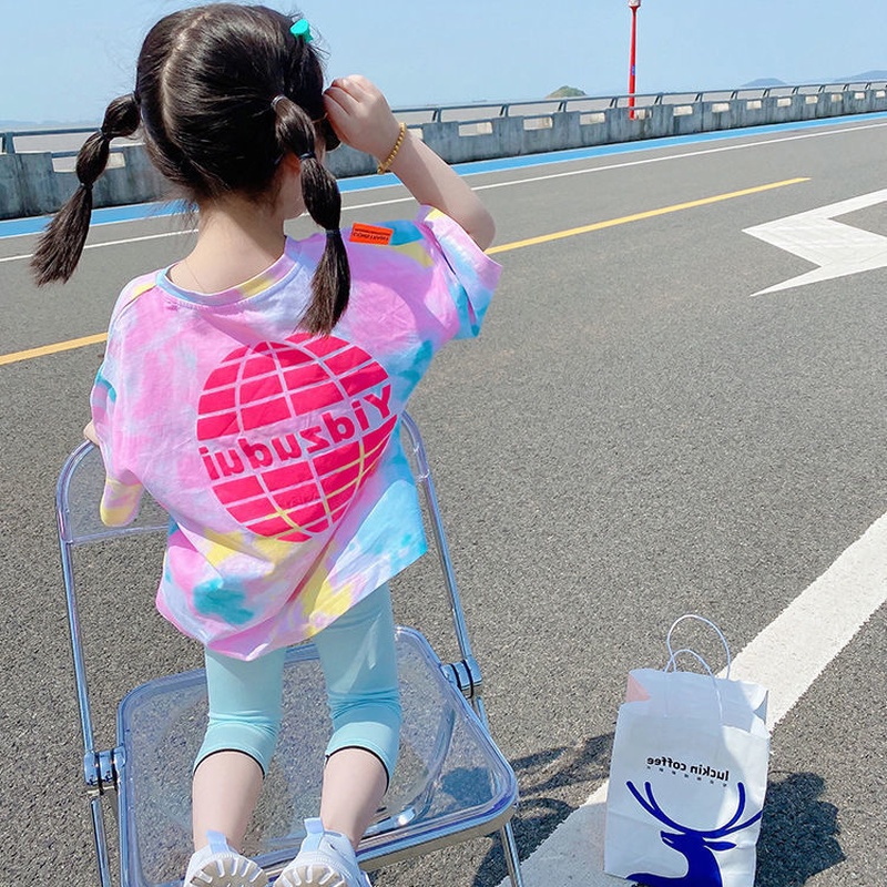 Áo Thun Tay Ngắn Bằng Cotton Mỏng Phong Cách Hàn Quốc Thời Trang Mùa Hè Cho Bé Gái 1-7 Tuổi