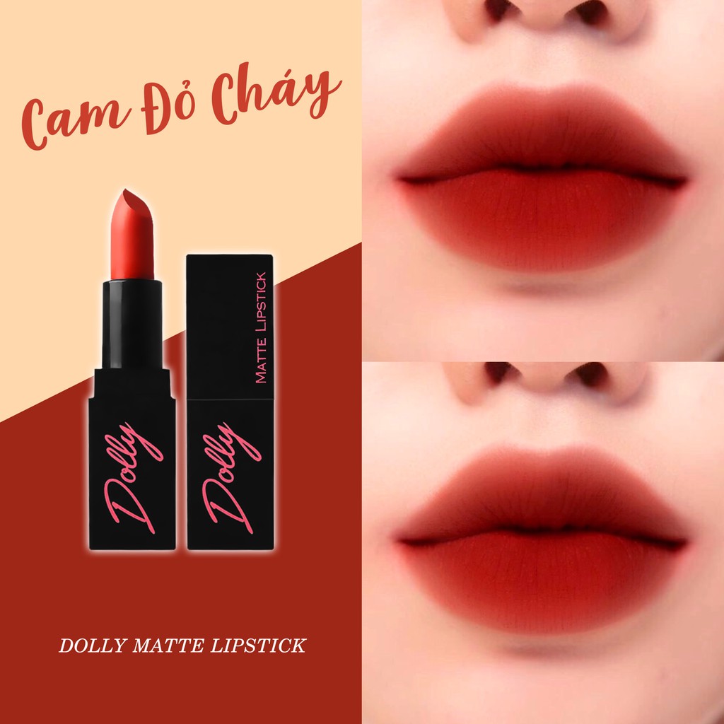 [Cam Đỏ Cháy] Kute Girl Son Sáp Phủ Phấn Dolly Không Chì Màu Cam Đỏ Cháy | BigBuy360 - bigbuy360.vn