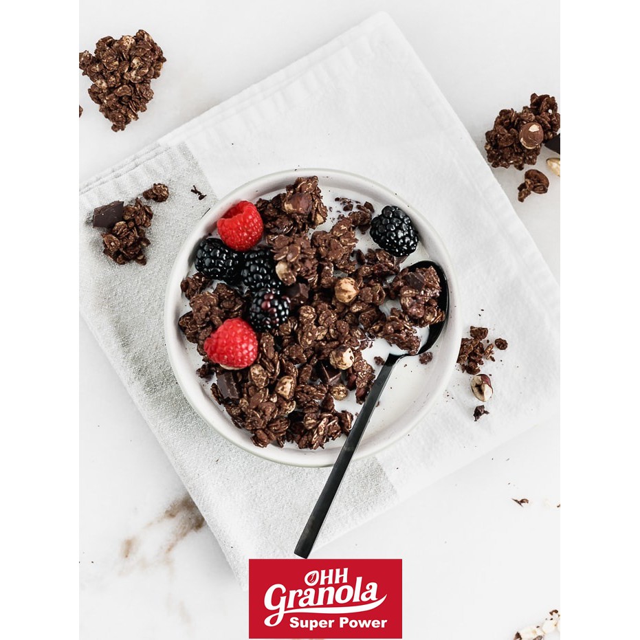 Ăn Kiêng Đồ Ăn Vặt Tăng Cơ - Ngũ Cốc Tập Gym Nên Ăn OHH Granola Chocolate đen vị dừa mix hạt, năng lượng mix mật ong