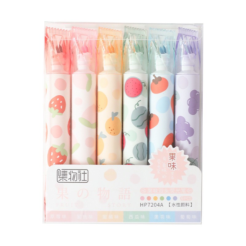 Bút highlight pastel 2 đầu BELI, bút đánh dấu hương trái cây