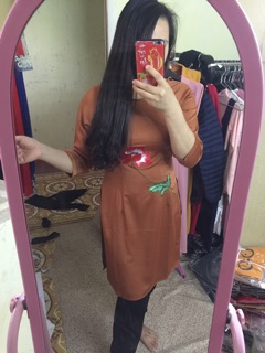 Áo dài cách tân Lụa Hoa sen thêu sai ml from to