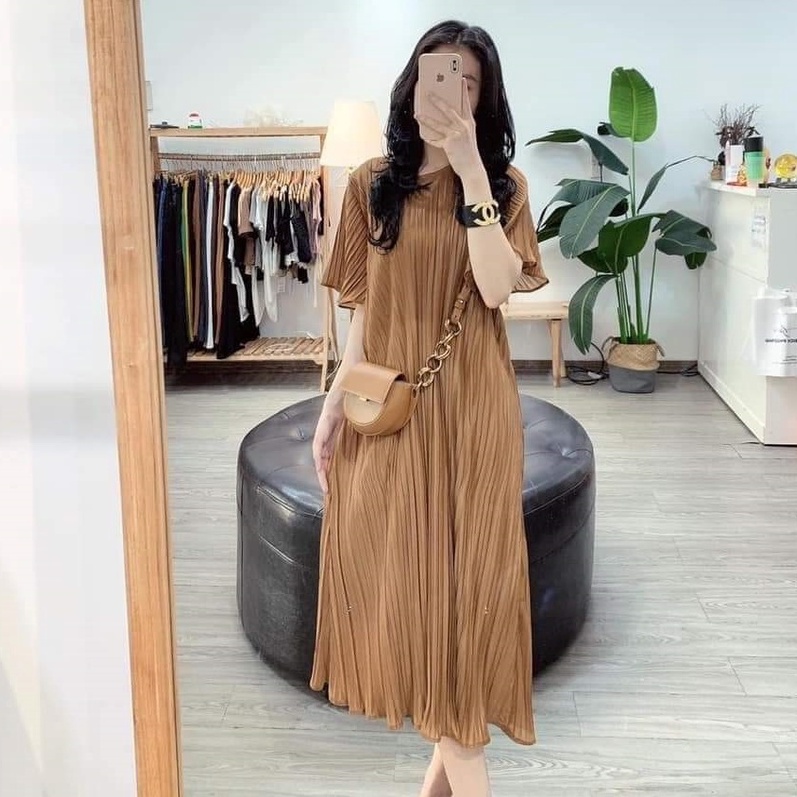 Đầm bầu thiết kế dập nhăn thời thượng M467 chất voan hai lớp mềm min freesize