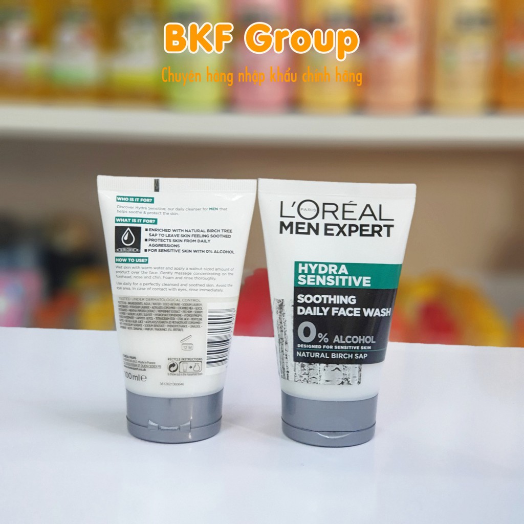 Sữa Rửa Mặt Cho Nam L’OREAL HYDRA SENSITIVE 100ml - Nhập Đức