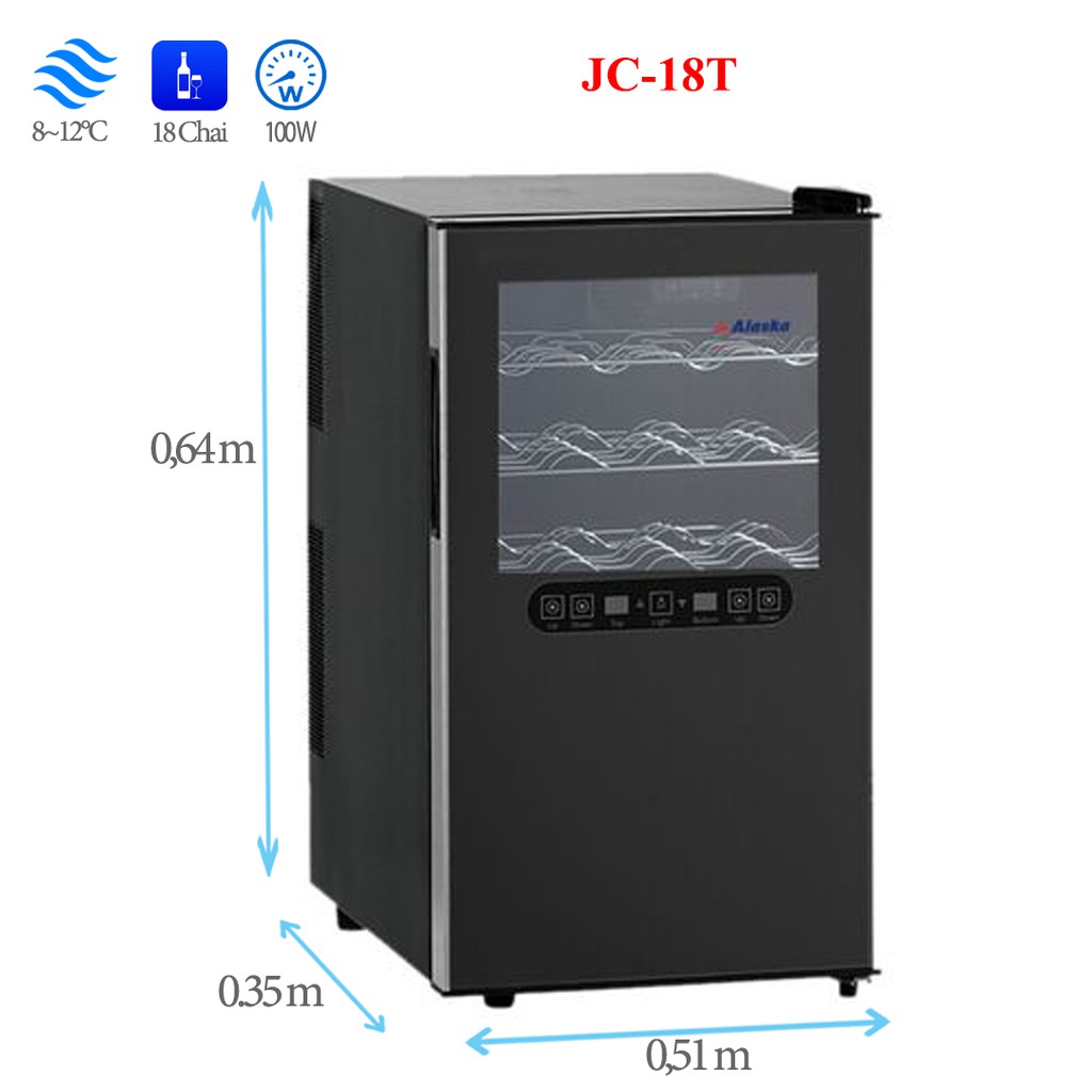 Tủ ướp rượu vang ALAKSA 18 chai JC-18T (Freeship TP.HCM)