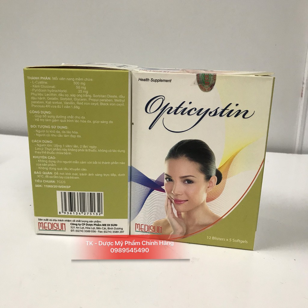 OPTICYSTIN Viên Uống Giúp Làm Chắc Khỏe Tóc, Đẹp Tóc, Đẹp Da - Hộp 60 Viên | BigBuy360 - bigbuy360.vn