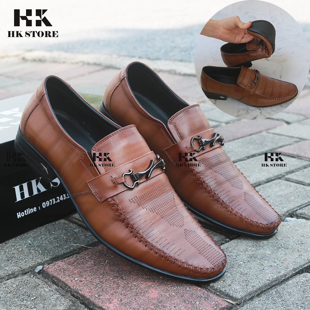 Giày tây nam da bò cao cấp siêu nhẹ, siêu mềm - chống nhăn da - kiểu dáng trẻ chung, hoa văn bắt đẹp mắt.