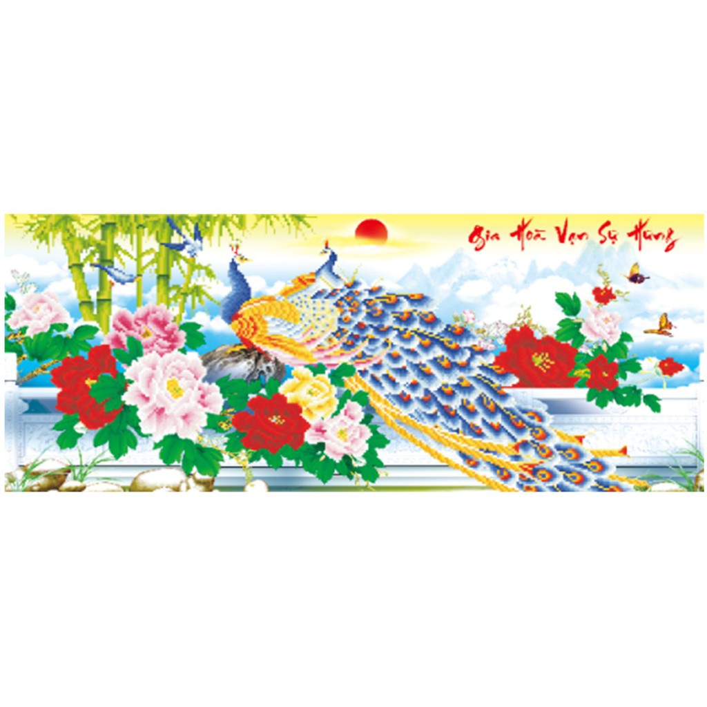 Tranh thêu chữ thập gia hòa vạn sự Hưng ( chưa thêu)-X8128