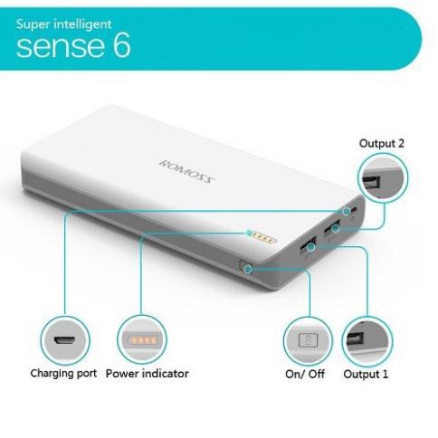 Sạc Dự Phòng Romoss Sense 6 20000mah - BH 1 Năm Chính Hãng | Pin dự phòng Romoss Sense 6