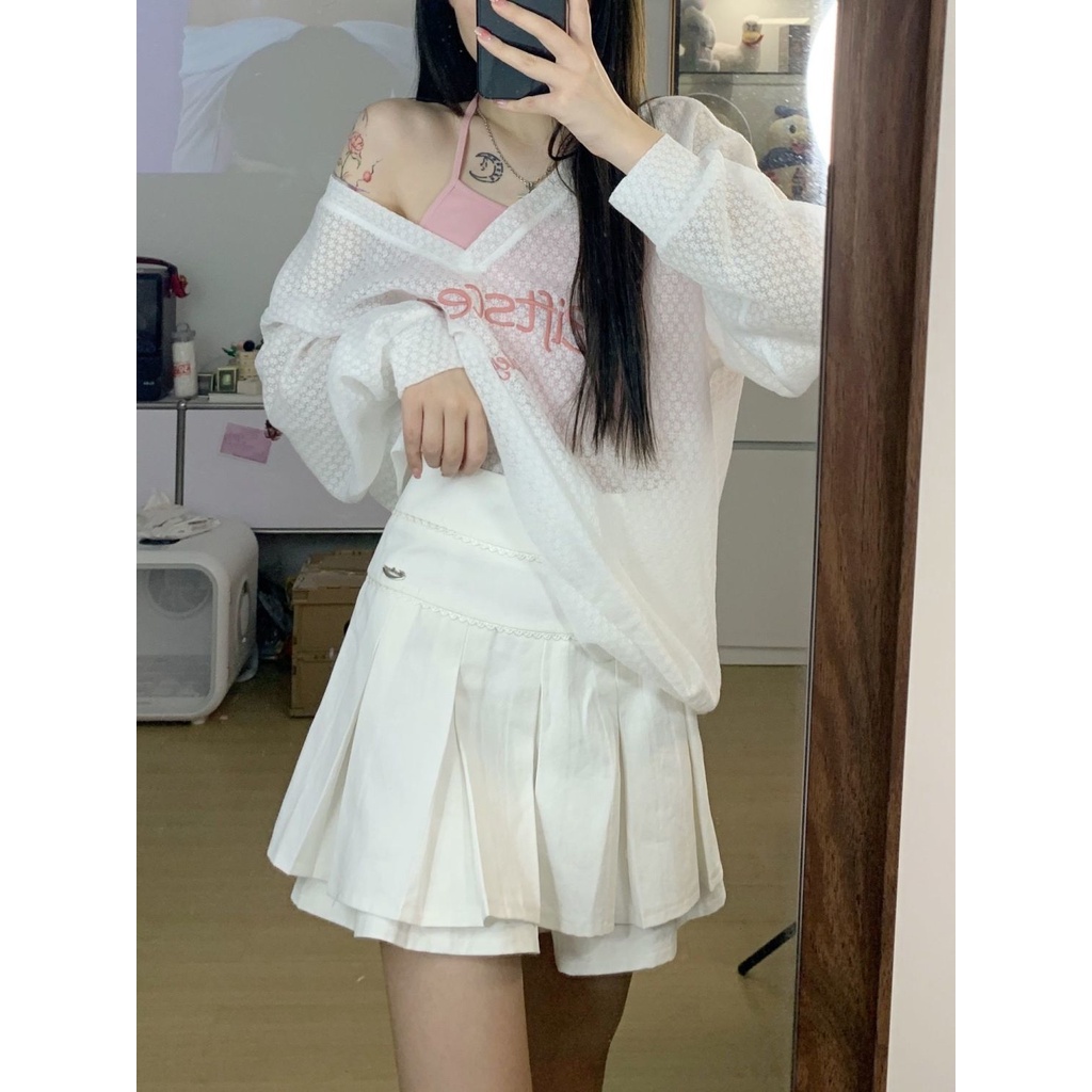 Áo Sơ Mi Nữ Tay Dài Cổ Chữ V Thời Trang Hàn Quốc