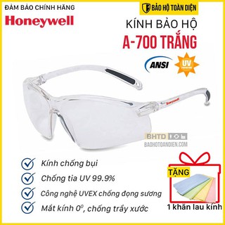 Kính chống bụi Honeywell Sperian A700 trắng chống va đập (Thương hiệu Mỹ) [TẶNG Khăn lau kính Chuyên dụng]