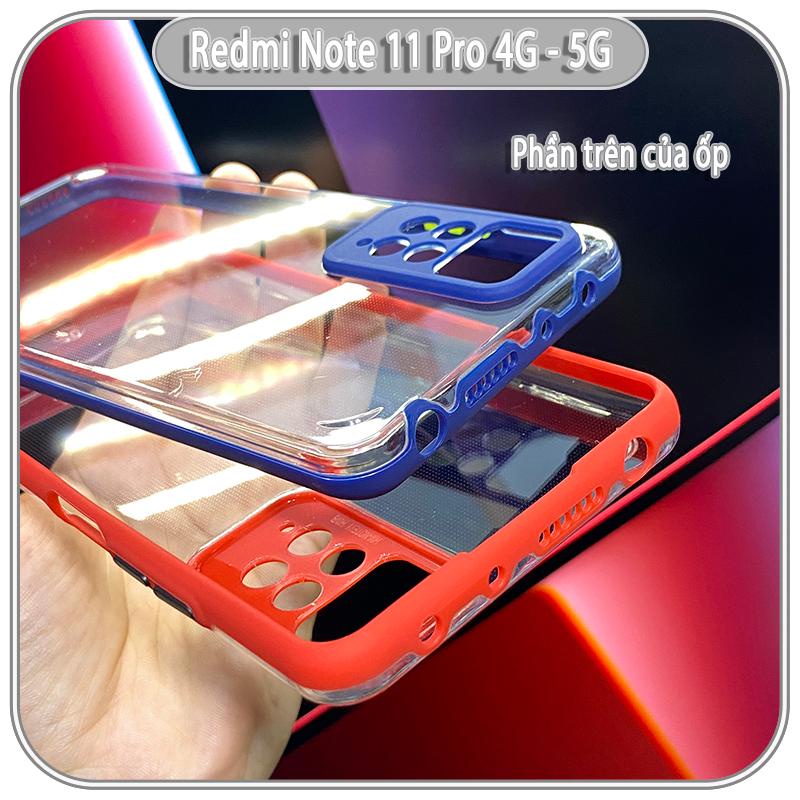 Ốp Lưng cho Xiaomi Redmi Note 11 Pro 4G - 5G, Redmi Note 12 Pro 4G PC Trong Suốt Viền Màu Mỏng ,Che Camera