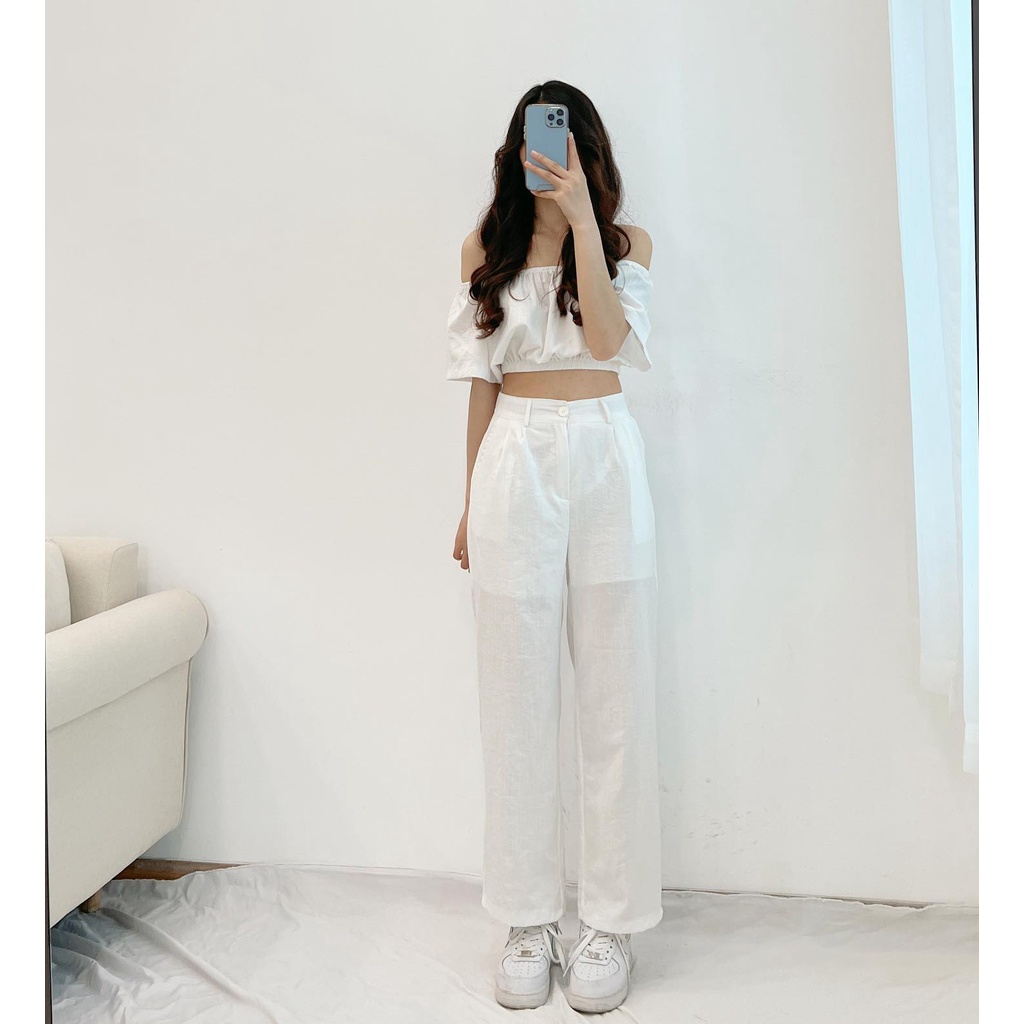 Set trễ vai đũi croptop kèm quần Miho house