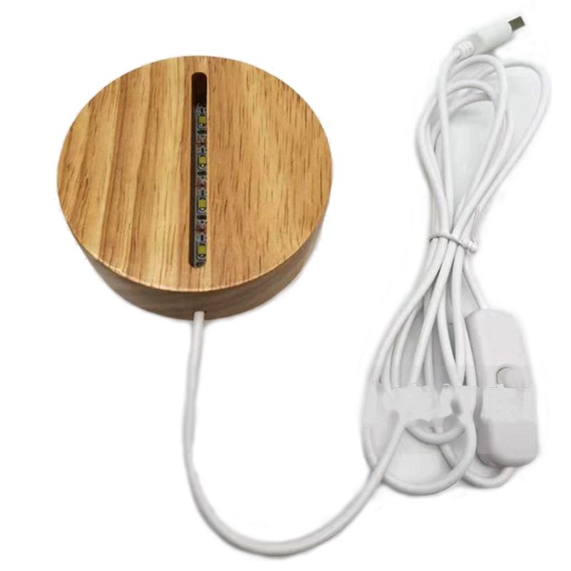 Đế Trưng Bày Vật Dụng Bằng Gỗ Hình Tròn / Chữ Nhật Có Đèn LED Cho Kính Nghệ Thuật