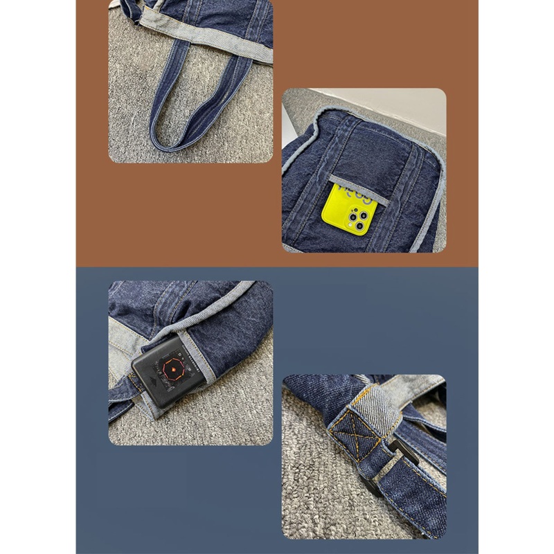 Túi Xách Denim Đeo Vai Kích Cỡ Lớn Phong Cách Retro Dành Cho Nữ