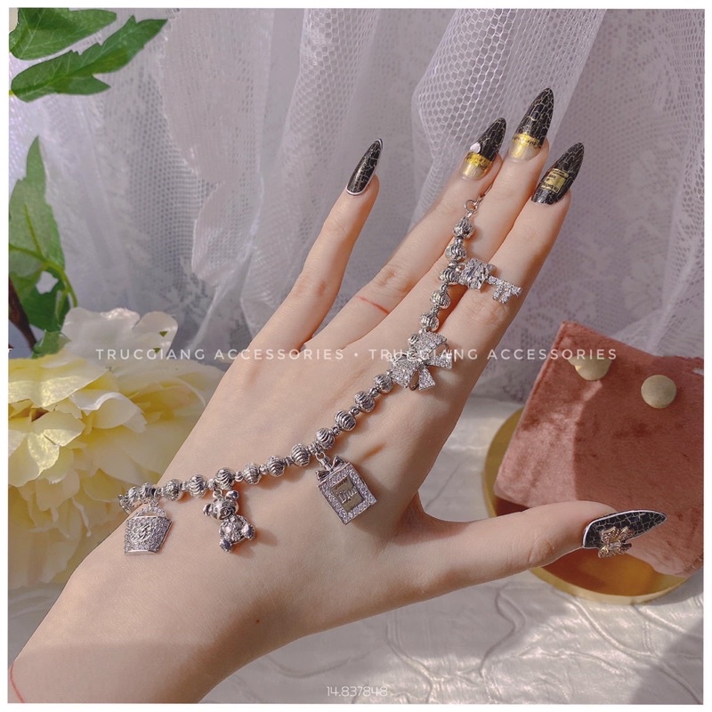 Lắc tay bi Xi bạch kim kèm 5 charm ( Nước hoa DI.OR ) 💎