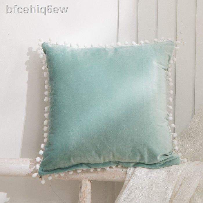 chăn ga cottonchăn cotton✟Gối màu thuần Bắc Âu Thời trang đơn giản Sofa nhung lớn Đệm tựa lưng cô gái dễ thương ôm vỏ