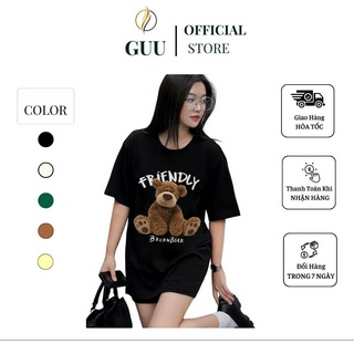 Áo thun nam nữ in hình gấu friendly chất liệu 100% Cotton 240gsm from Oversize Unisex Guu243