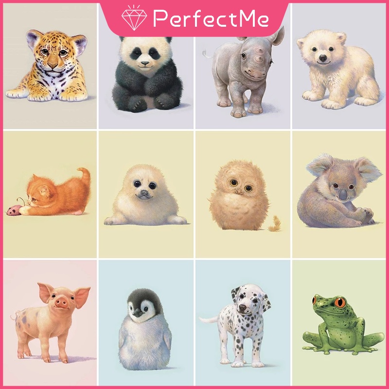 Bộ Tranh Đính Đá 5D Họa Tiết Hoạt Hình Động Vật Độc Đáo Kích Thước 30x40CM DIY Dùng Trang Trí