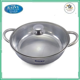 Nồi Lẩu Inox Rainy Nắp Kính - Nhiều size 20,22,24,26cm