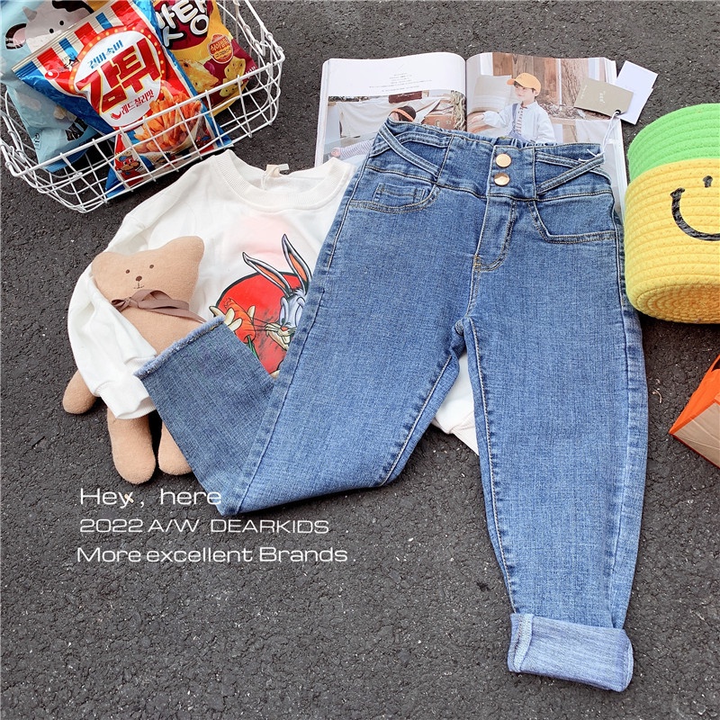Quần jeans bé gái loại đẹp có co giãn Quần bò bé gái kunkid