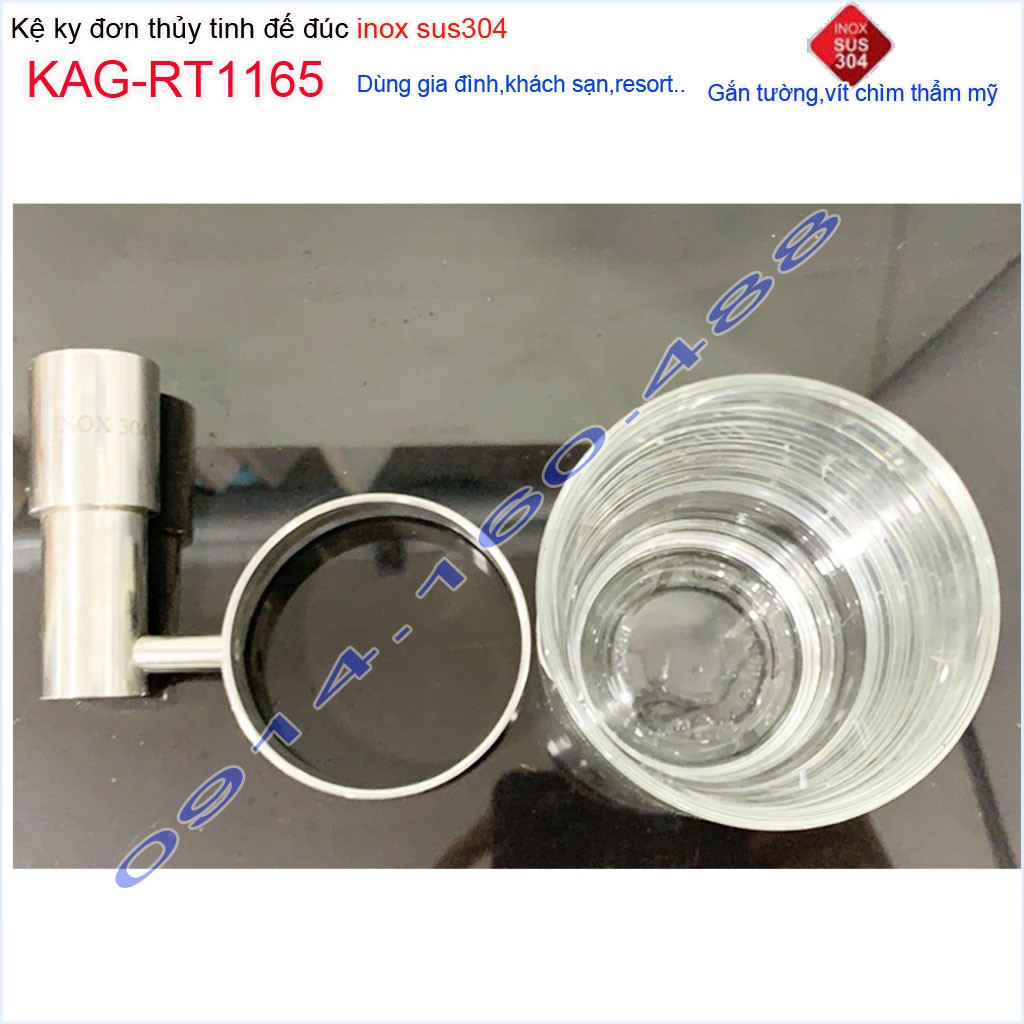 Kệ ly đơn inox KAG-RT1165, kệ để kem đánh răng bàn chải đế tiện tròn đúc thiết kế tuyệt đẹp siêu bền sử dụng tốt