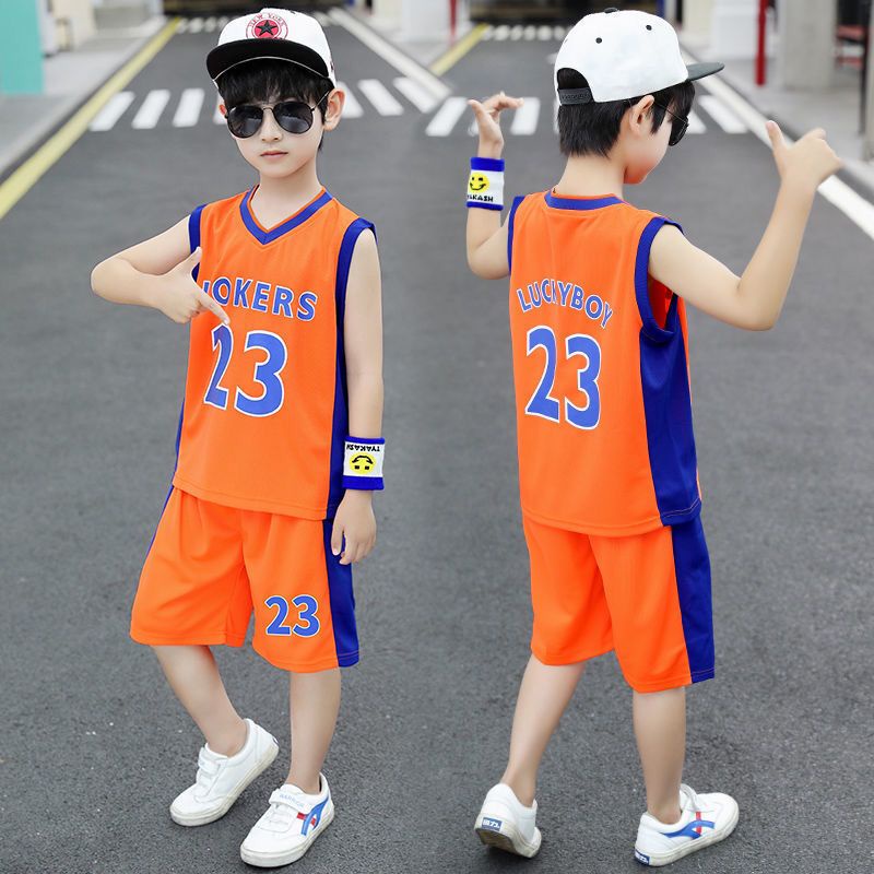 Bộ Đồ Đồng Phục Bóng Rổ Mùa Hè Tay Ngắn Phong Cách Mới Cho Bé Trai