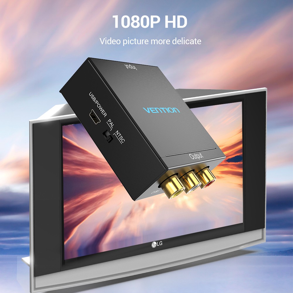 Hộp Chuyển Đổi HDMI Sang AV Vention Thông Minh Cho Laptop / Máy Chơi Game Kết Nối TV 1080P