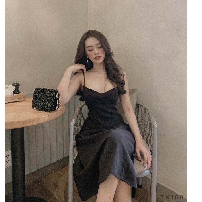 Đầm đen 2 dây dự tiệc (ẢNH THẬT 100%) | BigBuy360 - bigbuy360.vn