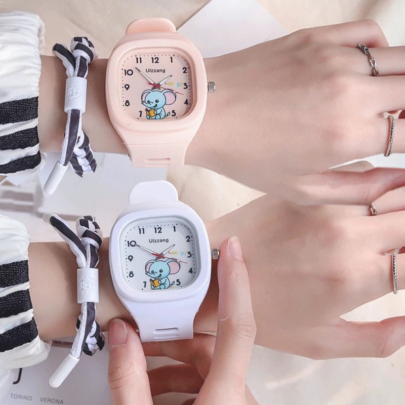 Đồng Hồ Đeo Tay Điện Tử Mặt Vuông Màu Kẹo Dạ Quang Thời Trang Cho Nữ