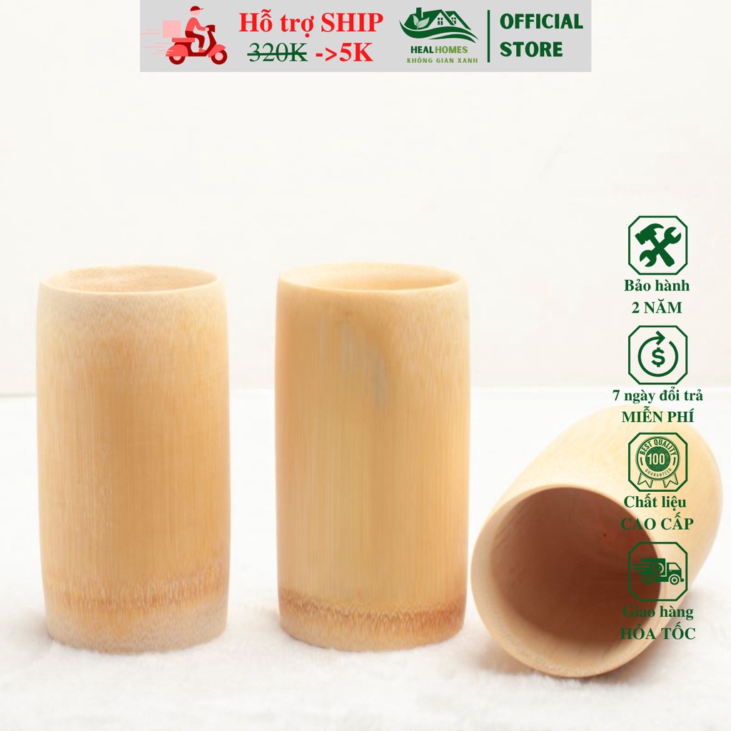 Cốc tre tự nhiên HealHomes nhiều size, sản phẩm Mây Tre Đan thủ công trang trí decor, đồ gia dụng thân thiện môi trường