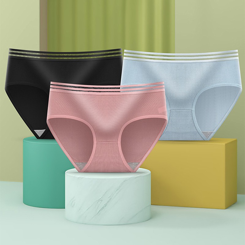 Quần lót bằng cotton màu trơn màu đơn giản cho nữ
