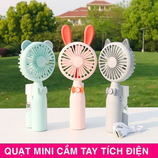Quạt Mini Cầm Tay 7 Cánh Cực Mát Tích Điện 8 Tiếng Phun Hơi Nước