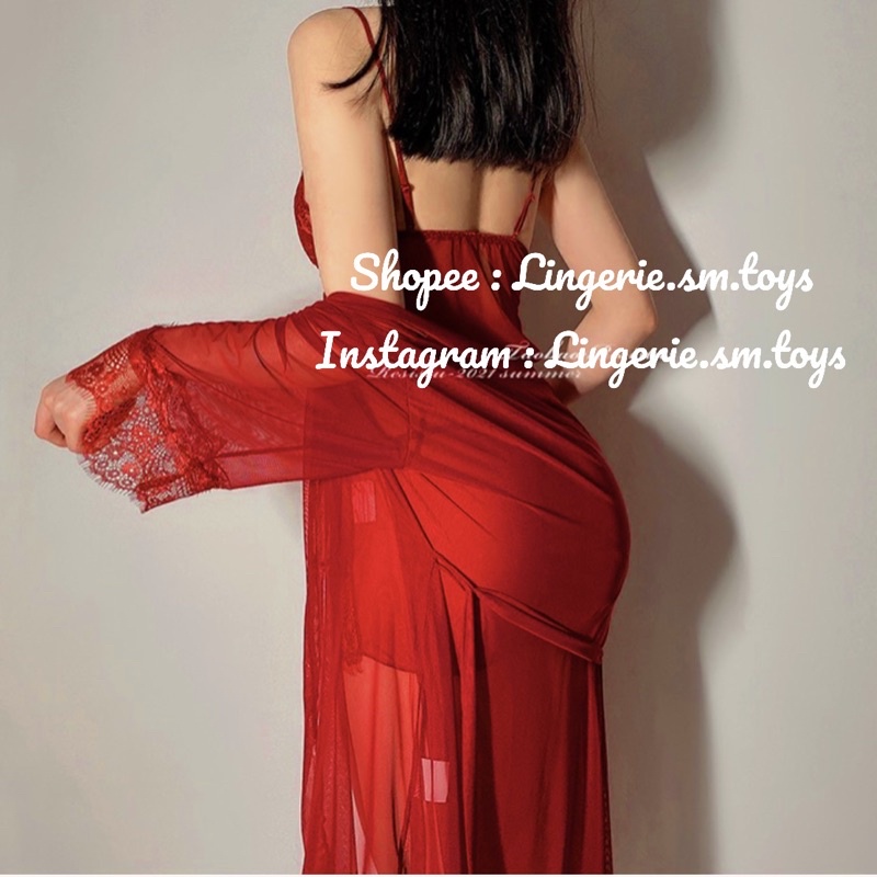 Set Choàng Ngủ Ren Kèm Váy Dây Cao Cấp Gợi Cảm ME1399 - Đồ Ngủ Nữ Quyến Rũ Kèm Lọt Khe Sexy