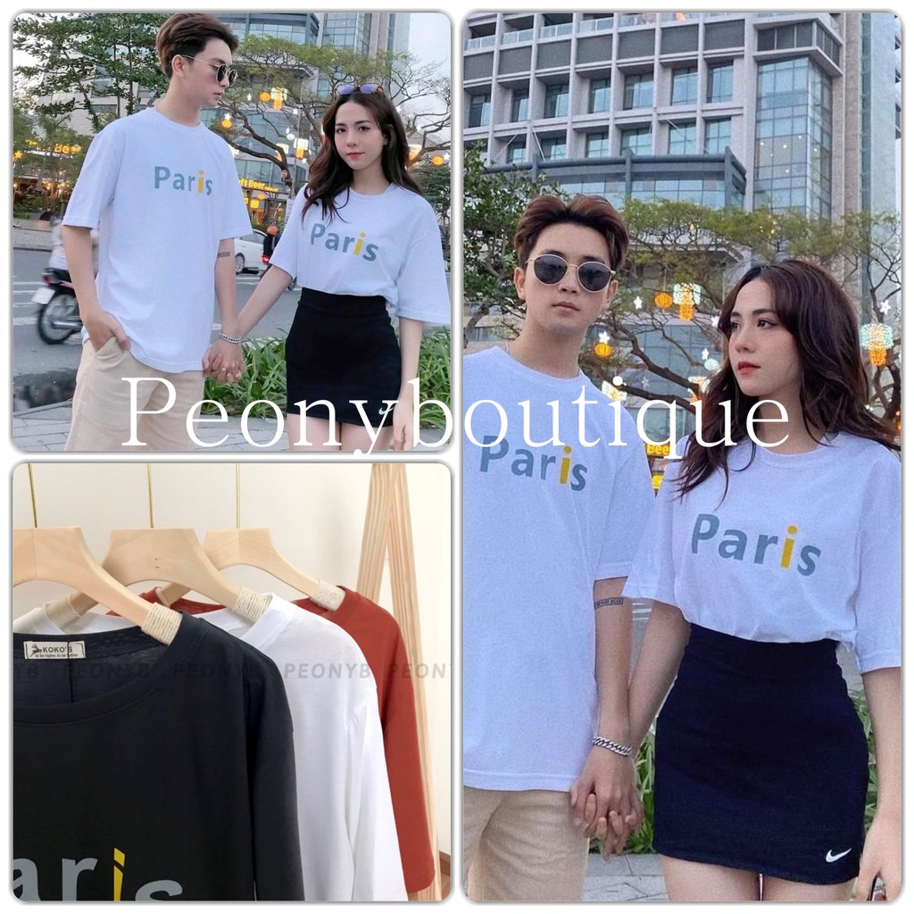 Áo Thun Paris Form Rộng PEONYB Unisex [FREESHIP]  Phông tay lỡ dáng suông in hình chữ màu ĐEN | TRẮNG | XÁM Ulzzang