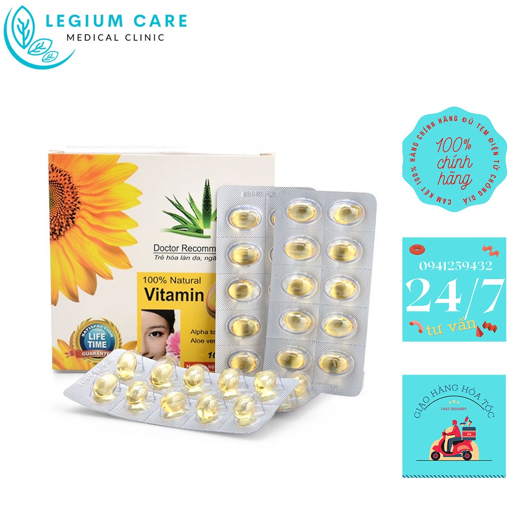 Viên uống VITAMIN E 400 ⚜️CHÍNH HÃNG⚜️ bổ sung vitamin E giúp làm đẹp da, trắng da, phục hồi da nhăn nheo- Hộp 100 viên