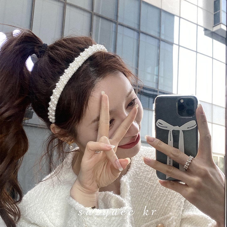 Băng Đô Cài Tóc Đính Ngọc Trai Thời Trang Dành Cho Nữ