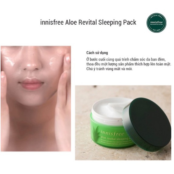 Mặt nạ ngủ dưỡng ẩm từ nha đam tươi [innisfree] Aloe Revital Sleeping Pack 100ml